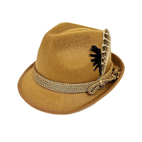 Oktoberfest Chapeau Tyrolien Tirolerhut Chapeau alpin Bavarois Munich Prairies Homme Carnaval Fête de la Bière Tissu de style traditionnel