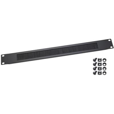 66489-02 Kabeldurchführung mit Bürsteneinsatz für Serverschrank, 19 Zoll, 1 he, Schwarz - HMF Image