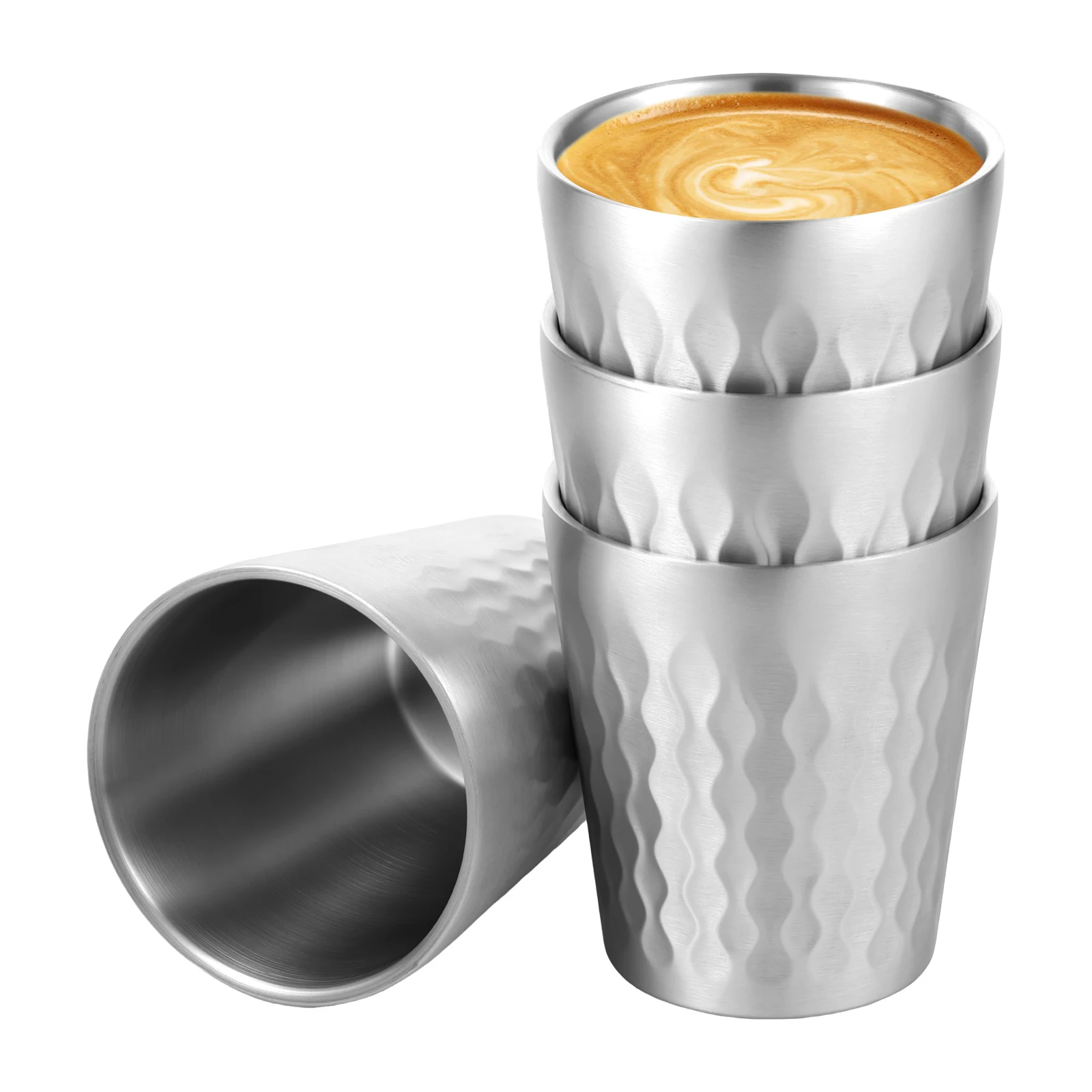 300 ml Pint-Gläser aus Edelstahl, isolierte Metallbecher, stapelbar, Trinkgläser für Zuhause, Reisen, Camping, Kaffee, Getränkebecher Image