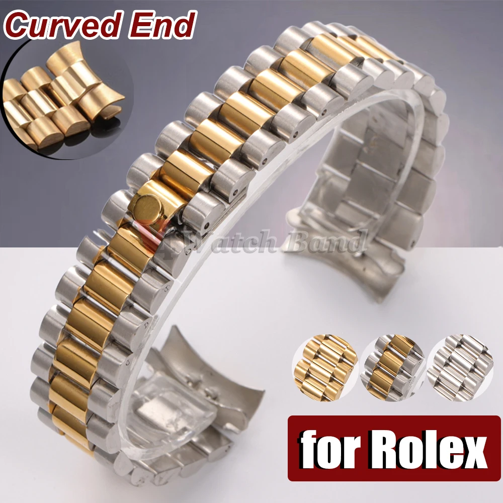 20 mm gebogenes Ende Edelstahlarmband für Rolex für Water Ghost Metallarmband für Oyster Solid Armband Herrenuhr Zubehör Image