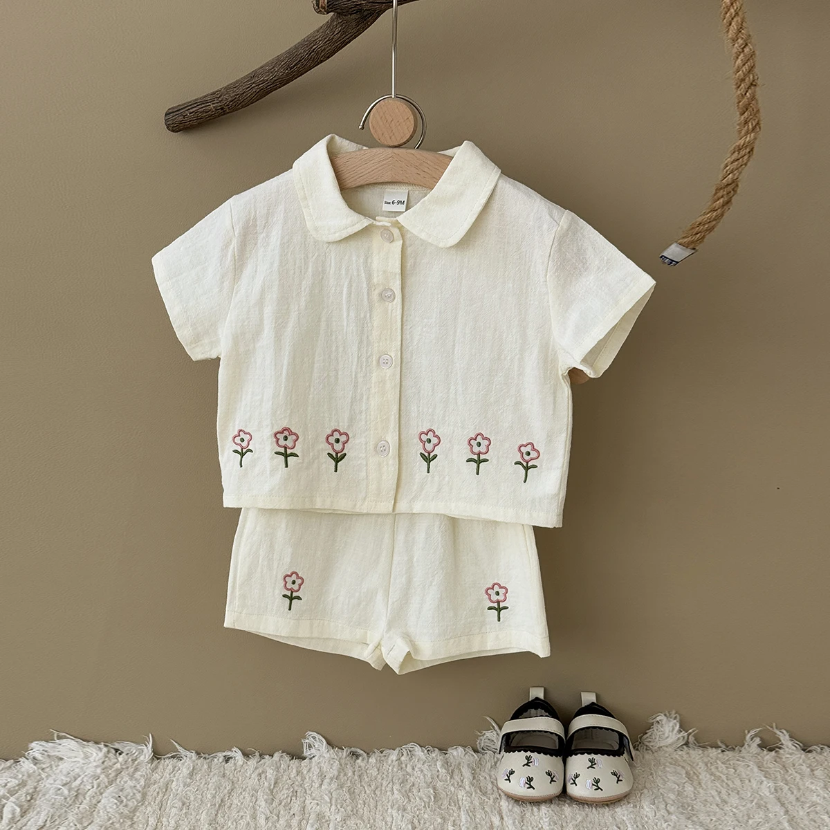 Sommer Neue 2Pcs Baby Kleidung Set 0-3Y Jungen Mädchen Baumwolle Set Neugeborenen Hemd Set Nette Blume Muster Hemd + shorts Set Image
