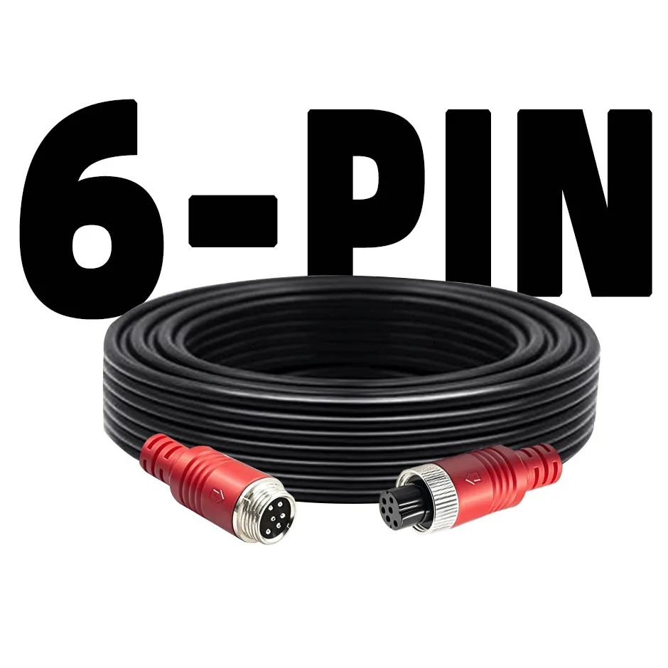 6-poliges M12-Luftfahrt-Anschluss-Video-Verlängerungskabel, 5 m, für Bus/LKW/Van/Lorry/RV, CCTV, DVR, Monitor und Kamerasysteme