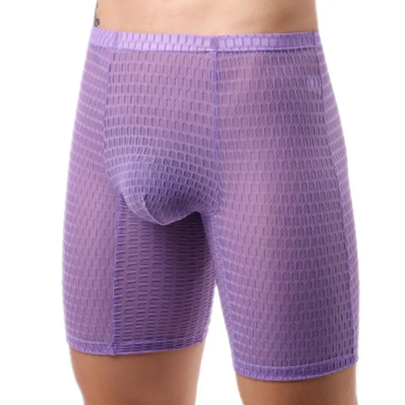 Herren Unterhose Solide Transparente Mesh Boxer Shorts Mann Weiche Spitze Unterwäsche Atmungsaktive U Konvexen Beutel Panites Cueca Calzoncillo Image