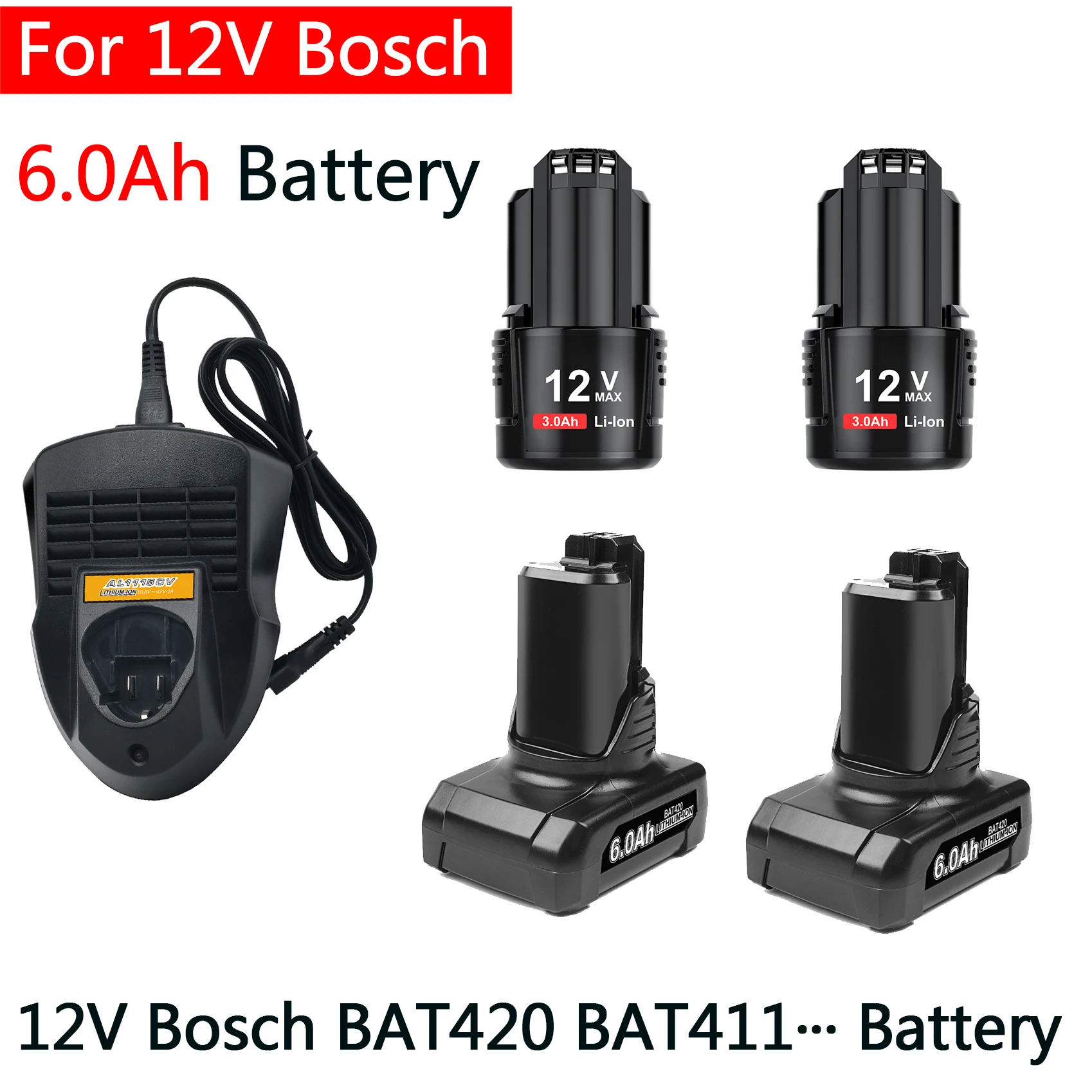 Für Bosch 6Ah Li-Ion BAT420 BAT411 12V Ersatz Akku für BAT411 BAT412 BAT413 BAT414 10,8V Akku Schnurlose Elektrowerkzeuge Image