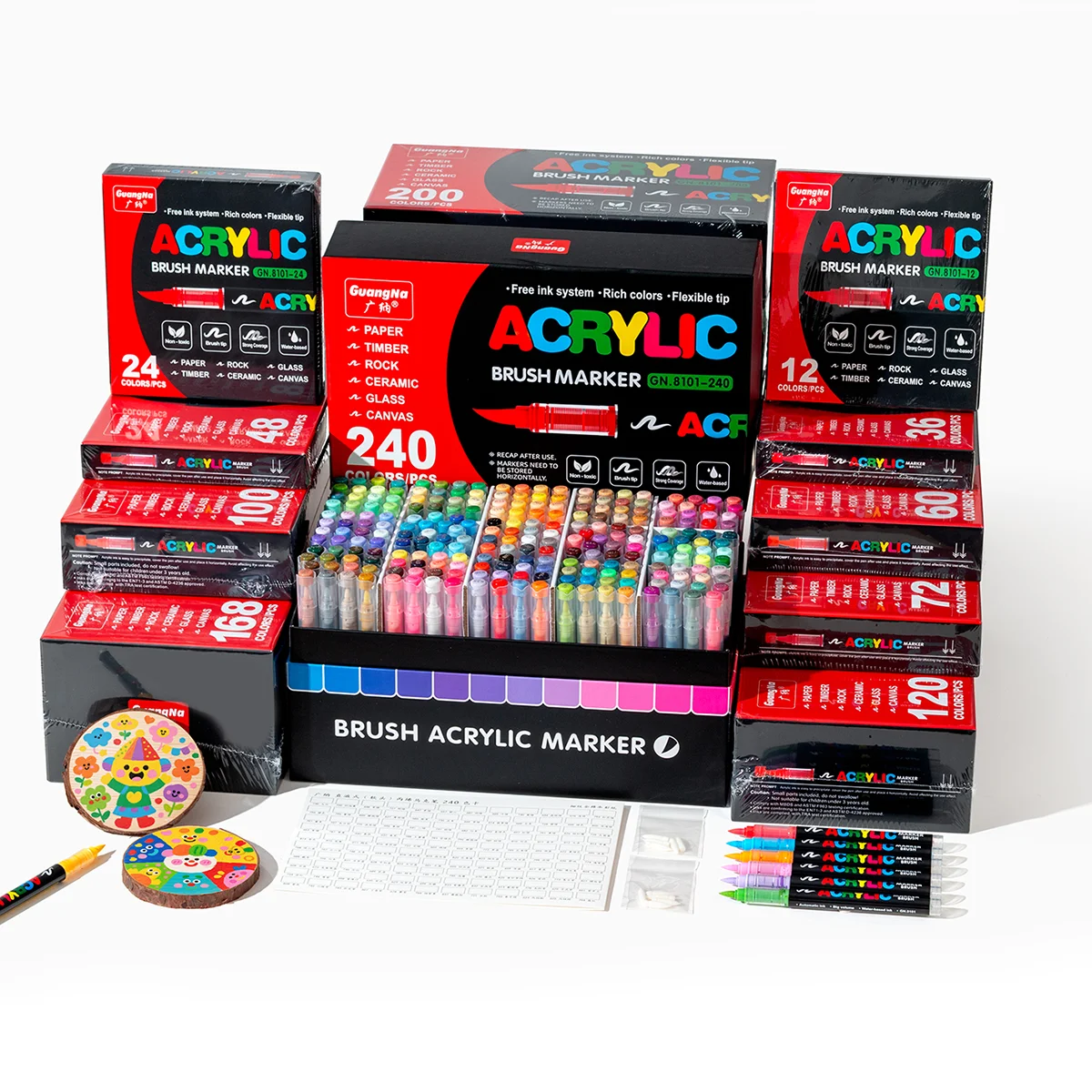 12-240 Color/Box Professionelles Künstlermarker-Set – Soft-Tip-Zeichnung, gerade Linie, flüssige Acrylmarker, DIY Graffiti Art Painti Image