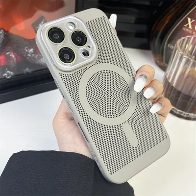 Heat Dissipation Plating PC Magnetic Phone Case For iPhone 16 15 14 13 12 11 Pro Max Fundas For Magsafe Wireless Charging Cover