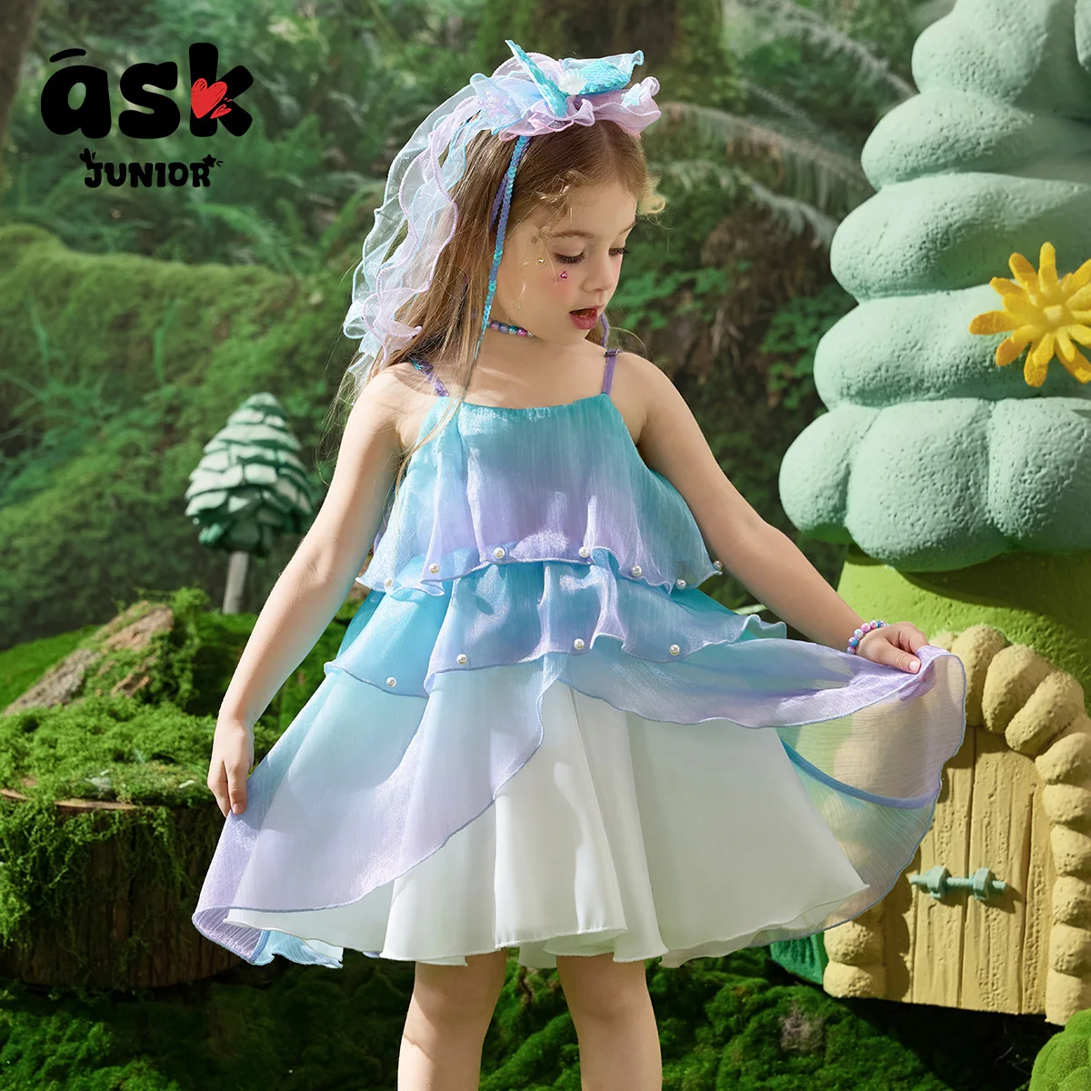 Kinder Meerjungfrau Prinzessin Kleid Sommer Hosenträger Kleid Kinder und Mädchen Urlaub Stil