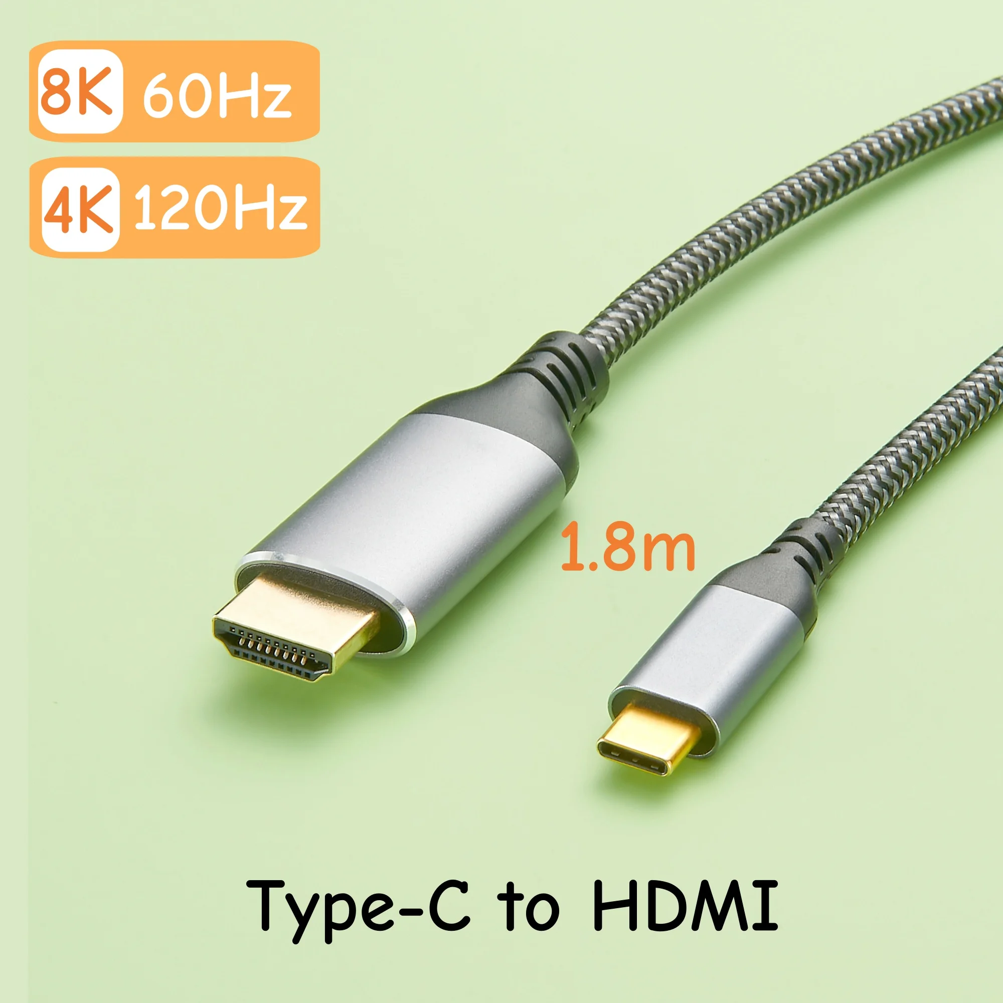 8K60Hz 4K120Hz USB C auf HDMI 2.1 Kabel, kompatibles Thunderbolt 3 4 USB Typ-C HDTV-Adapterkabel Image