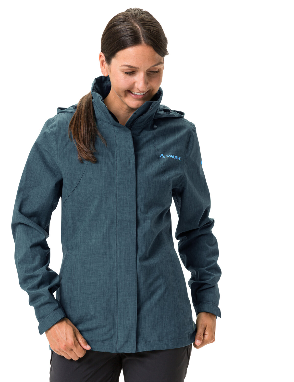 Outdoorjacke VAUDE "WOMEN'S ROSEMOOR JACKET II", Damen, Gr. 46, blau (schwarz sea), Web, Obermaterial: 100% Polyester, unifarben, regular fit taillenbedeckt, Rundhals, eingesetzt normaler Saum mit Klettverschluss, Jacken Outdoorjacke, mit...