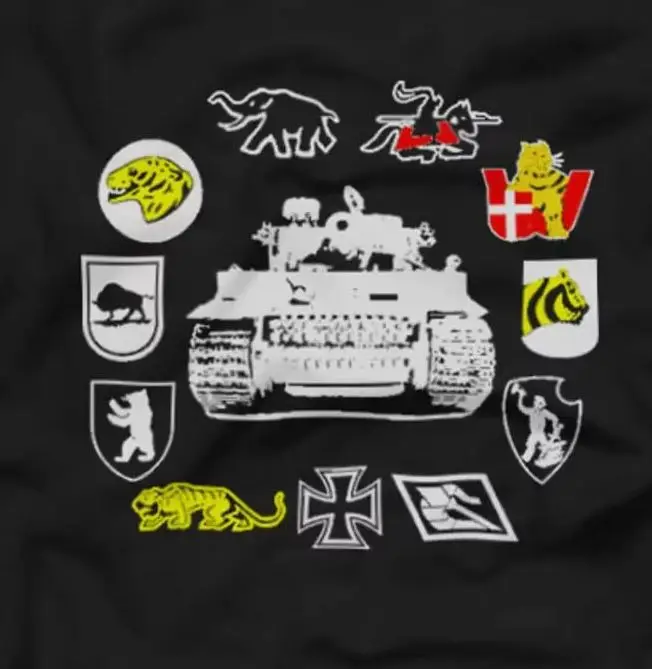 Wehrmacht Heavy Panzer Division Tiger Tank Squadron Badge T-Shirt 100 % Baumwolle O-Ausschnitt Kurzarm Casual Herren T-Shirt Größe S-3XL