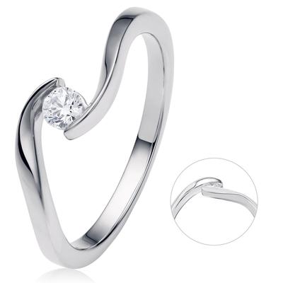 Diamantring ONE ELEMENT "0,15 ct Diamant Brillant Spannfassung Ring aus 585 Weißgold" Gr. 57, silber, Fingerringe, Damen, 57, Weißgold 585-Diamanten, Weißgold 585, Diamanten, Damen Gold Schmuck Spannfassung Image