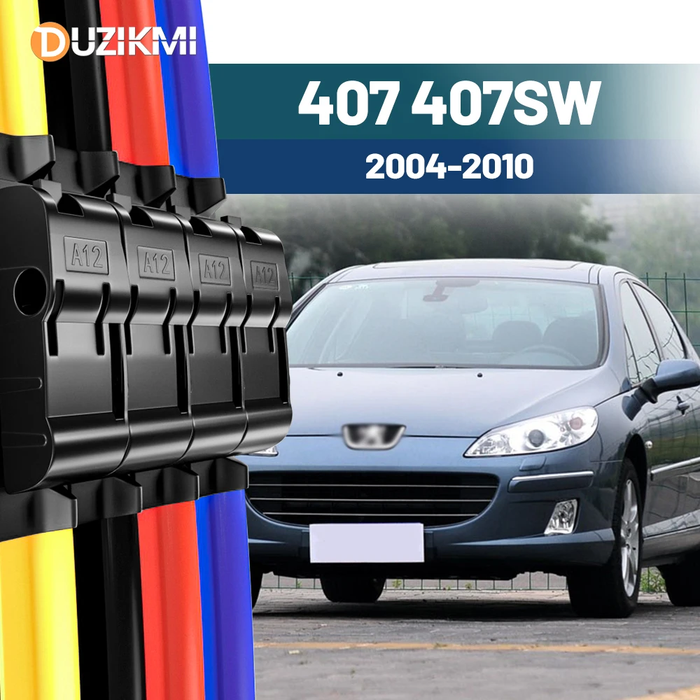 Für Peugeot 407 407SW 2004-2010 2005 2006 2007 2008 2009 2 Stück Frontscheibe Scheibenwischerblätter Rot Blau Image