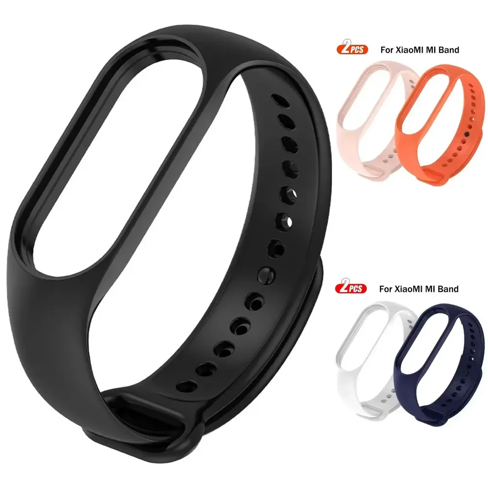 2Pcs Armband Für Mi Band 7 6 5 4 3 Armband Xiaomi Mi Band Strap Silikon Sport Ersatz Armband smartwatch Zubehör Image