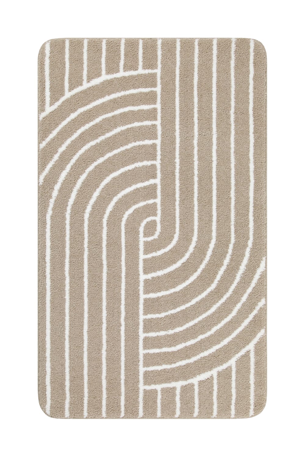 Tapis de bain beige et blanc 60x100