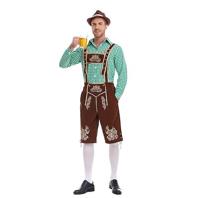 Oktoberfestbier Kostüm Outfits Lederhosen Hemd Bayerisch München Wiesn Herren Karneval Bier Festival Stoff im traditionellen Stil Image