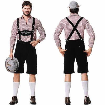 Oktoberfestbier Kostüm Lederhosen Hemd Alpenhut Bayerisch München Wiesn Herren Karneval Bier Festival Stoff im traditionellen Stil Image