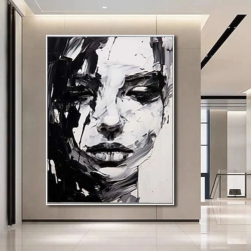 handgemaltes Wandbild, Porträt einer Frau, Ölgemälde auf Leinwand, individuelles Vintage-Gemälde einer Frau, Wohnzimmer-Wanddekoration, moderne Wandkunst, Heimdekoration, fertig zum Aufhängen oder auf Image