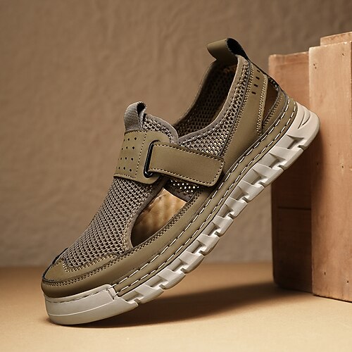 Herrensandalen weiße Mesh-Sport-Sandalen mit Klettverschluss und gepolsterter Sohle für Outdoor-Aktivitäten und Wassersport Image