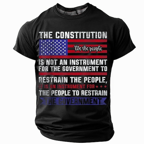 US-Amerika 250-Jahr-Jubiläum Patriotische T-Shirts für Männer Amerikanische US-Flagge T-Shirt Kurzarm T-Shirt 3D-Druck Rundhals Shirt Mode Alltag Basis Straße Freizeit Alltag Schwarz Image