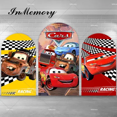 Cartoon Movie Cars Arch Backdrop Cover for Boy Birthday Party Decoration Chiara Wall Photography