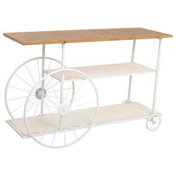 Console en bois et métal laqué blanc avec 2 étagères 120x42x78h cm
