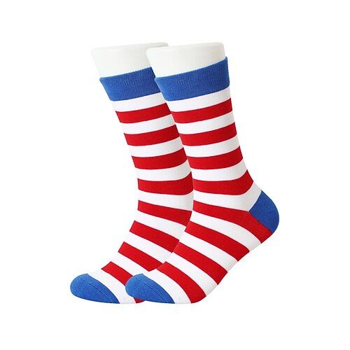Herrensocken mit USA-Flagge und Sternenbanner-Design – patriotische Baumwollsocken für den Unabhängigkeitstag, Sport und Freizeit Image