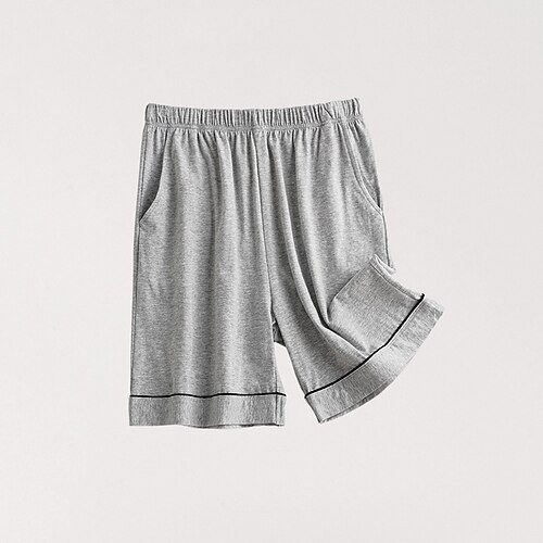 Herren Freizeitkleidung Pyjamashorts Einfach Mode Klassisch Lässig Heim Täglich Bett Baumwolle Komfort Atmungsaktiv Weich Shorts Elastischer Bund Sommer Schwarz Blau Image