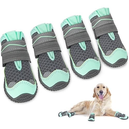 Hundeschuhe für große, kleine und mittelgroße Hunde – atmungsaktive Hundestiefel für den Sommer, Pfotenschutz für heiße Straßenbeläge, für Spaziergänge im Freien im Winter und Schnee, rutschfeste Image