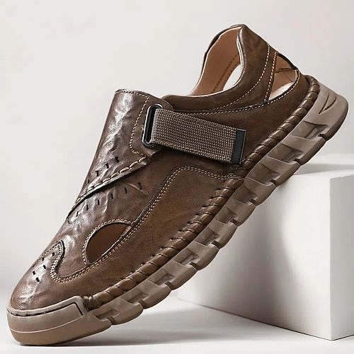 Herrensandalen braune Outdoor-Sandalen mit Klettverschluss und bequemem Design für Wanderungen, Reisen und den Alltag Image