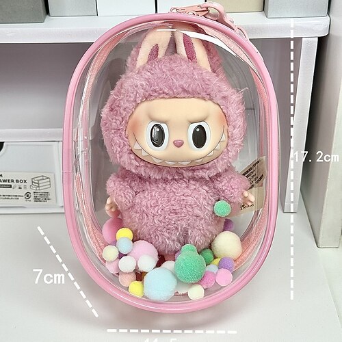 Schutztasche ForLabubu für 17 CM Puppe CryingBaby Serie Transparente PVC-Hülle für 17 CM Puppe Displaybox ForLabubu Crying Again Plüsch Einfache Installation Schützen Sie Ihre Puppe