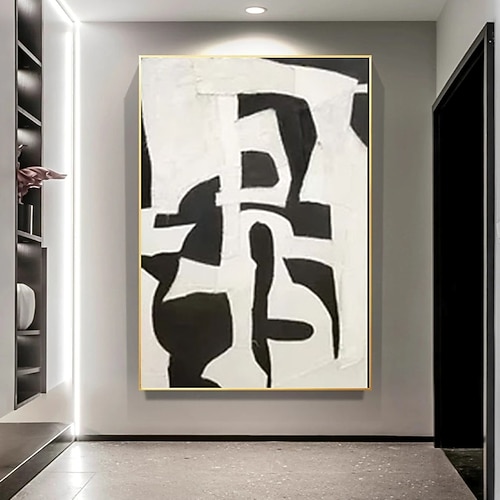 schwarz-weißes Ölgemälde handgemachte Wandkunst 3er-Set abstrakte Malerei auf Leinwand handgemalte Textur moderne Malerei Wandkunst moderne abstrakte Malerei Wandkunst Wanddekoration Image