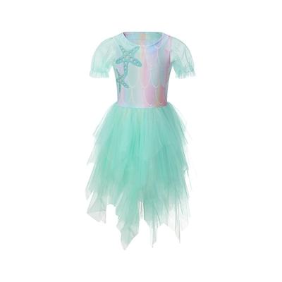 Kleine Meerjungfrau Ariel Prinzessin Aqua Princess Kleid Kostüm Blumenmädchenkleid Film- und TV-Themenkostüme Film Cosplay for Mädchen Kinder Karneval Welttag des Buches Leistung Veranstaltung / Fest Image