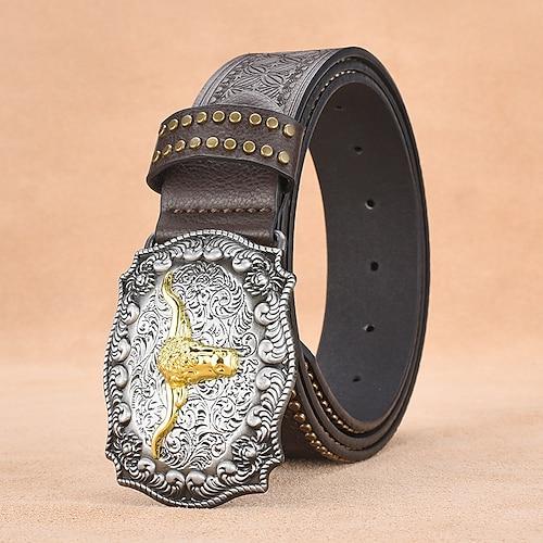 Herren Gürtel Taillengürtel Schwarz Braun Legierung Antik Langlebig Verstellbar Einfach Outdoor Täglich