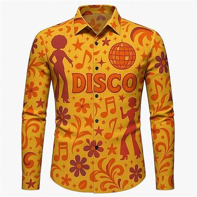 Retro Vintage 1970er Hemd Disco Geometrisch Herren Halloween Karneval Pride Parade Pride-Monat Festival Erwachsene Hemd Image