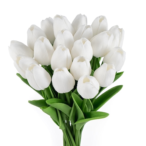 Kunstblume aus Pu-Tulpe, realistische Simulationstulpe für die Heimdekoration, Kunstblume für Hochzeiten, weiche Haptik, elegantes Kunsttulpen-Arrangement Image