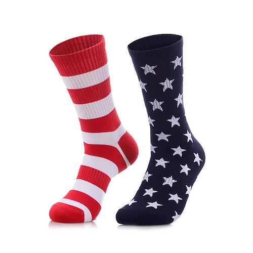 Herrensocken mit USA-Flagge und Sternenbanner-Design – patriotische Baumwollsocken für den Unabhängigkeitstag, Sport und Freizeit Image