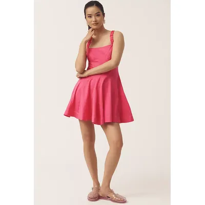 By Anthropologie Plunge Drop-Waist A-Line Mini Dress
