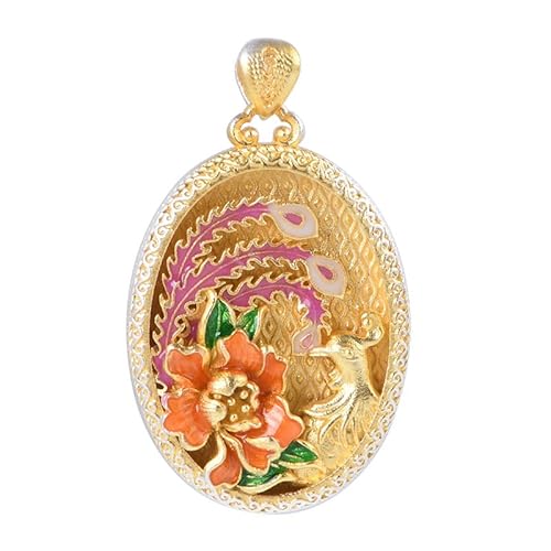 THTHT 925 Sterling Silver Pendant for Women's Necklace, ï»¿Gilded Three-Dimensional Phoenix Peony Creative Vintage Sweater Chain Pendant