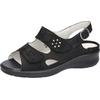 Sandale WALDLÄUFER "MERLE", Damen, Gr. 6,5, silber (schwarz, silberfarben), Nubukleder, Basic, Schuhe, Sommerschuh, Komforschuh, Bequemschuh mit Klettverschlüsse, M-Weite