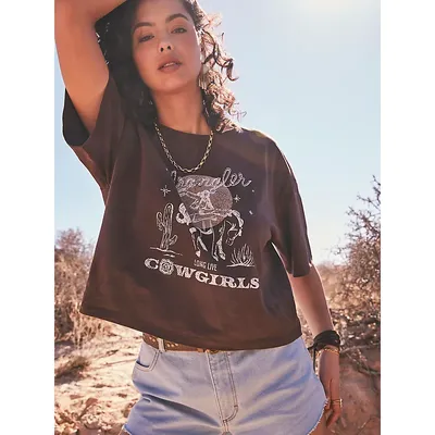 Wrangler x Kendra Scott Boxy Crop Tee Black Size XXL
