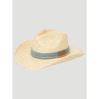 Wrangler Mens Denim Straw Cowboyboy Hat Natural Size One Size