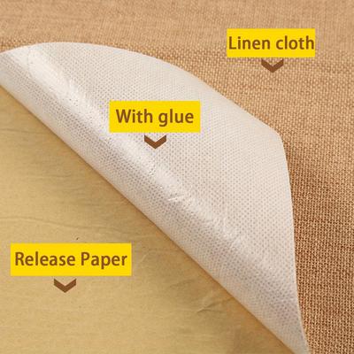 TEMU Self-adhesive Linen Fabric Sold By The Yard, Measuring 19.68x58.26 Inches, In Solid Yellow Jute, Hand Wash Only, Suitable For Diy Crafts And Wall Decorations. Image