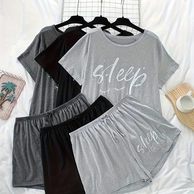 TEMU Women's Pajama Eyelash Letter 3pcs Set Image