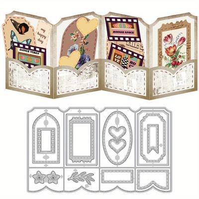 TEMU 1pc Folding Card Theme Carbon Steel Cutting Dies Stencils For Scrapbooking Photo Album Decorative Embossing Paper Card Rectangle 184x109x0.8mm Image