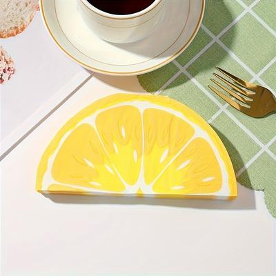 TEMU 20pcs Lemon Print Double-layered Paper Napkins - Parties, Family Gatherings, - Versatile For Home, Hotels, Cafes Image