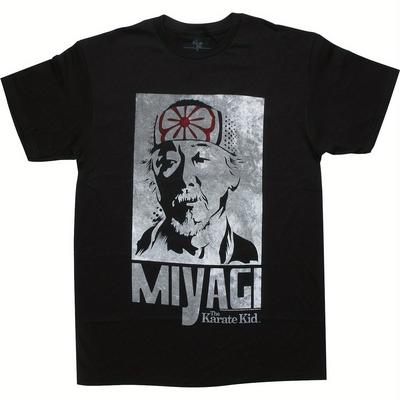 TEMU Karate Kid Mr. Miyagi Portrait Comfortable Cotton Men's Round Neck Short Sleeves T-shirt 180g Image