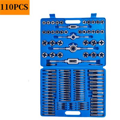 TEMU 110pcs Tap And Die Set - Metric Sizes M2 To M18 High-strength Gcr15 Steel - Thread Cutting Kit For Internal And External Threading, Electric-free, Metal Construction With Storage Case Image