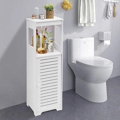 TEMU Bathroom Storage Cabinet, 28 X 25 X 90 Cm, Pvc Bathroom Cabinet With 1 Tier Shelf And Single Door, Freestanding Storage Organiser, White Image