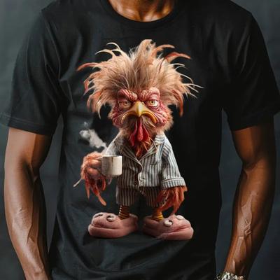 TEMU Humorous | Men's Graphic T-shirt - Funny Urban Hip-hop Streetwear, Short Sleeve Crew Neck, S-3xl, Cotton Blend, Machine Washable, Fashion | Urban Hiphop Style | Glossy Finish Shirt Image