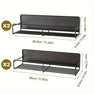 TEMU 4pcs/ Set Magnetic Refrigerator And Washing Machine Storage Rack - Punch- Rack For Easy Organization Utility Racks Image